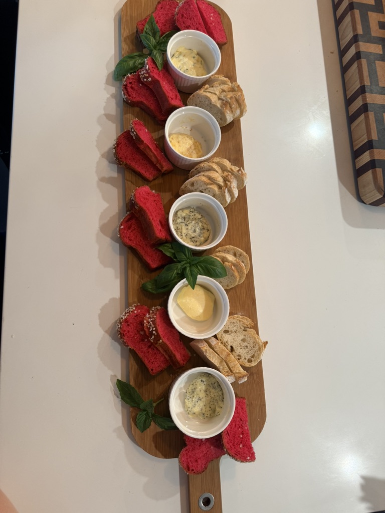 Bread and butter tasting board from the kitchen
